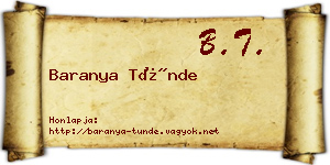 Baranya Tünde névjegykártya